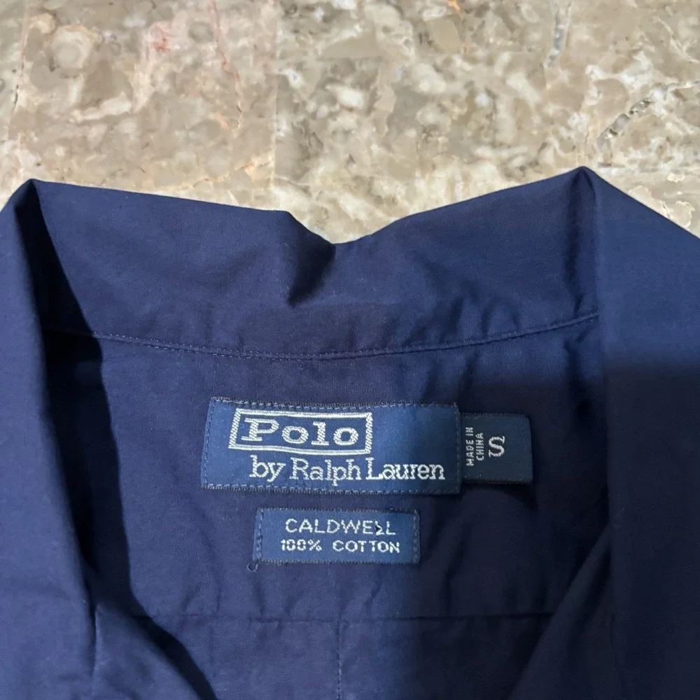 Polo Ralph Lauren Shirt Mens Small Blue Caldwell Cotton Twill Camp Loop Collar